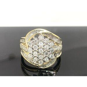 Cocktail Ring Diamond 10k Yellow Gold Cluster 0.50ctw Estate Women's Size 7.25